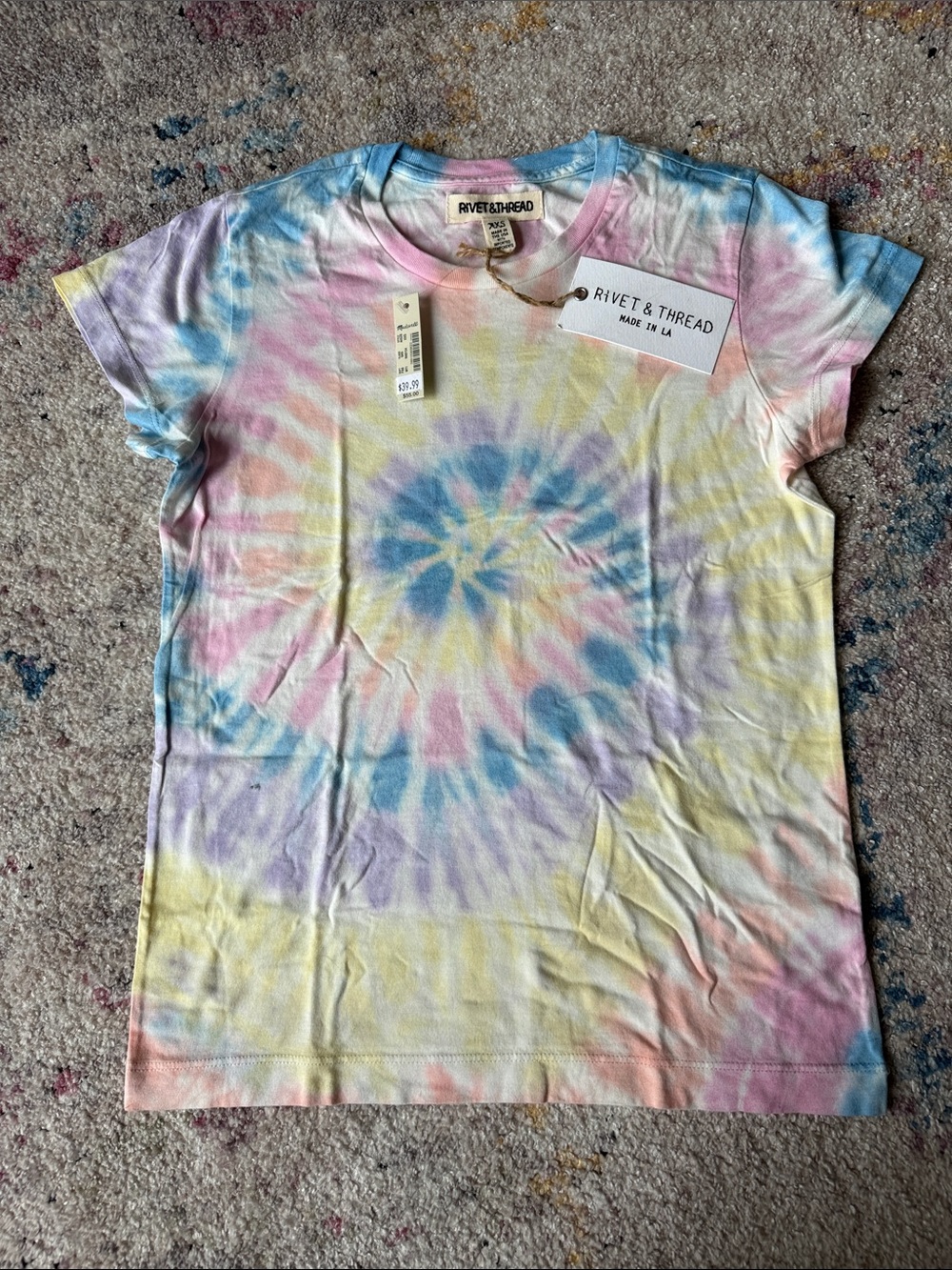 Rivet & Thread Women's Pastel Tie-Dye Short Sleeve Tee - Multicolor